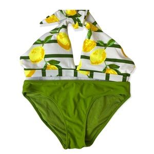 Aerie Lemon High neck Twist Bikini set